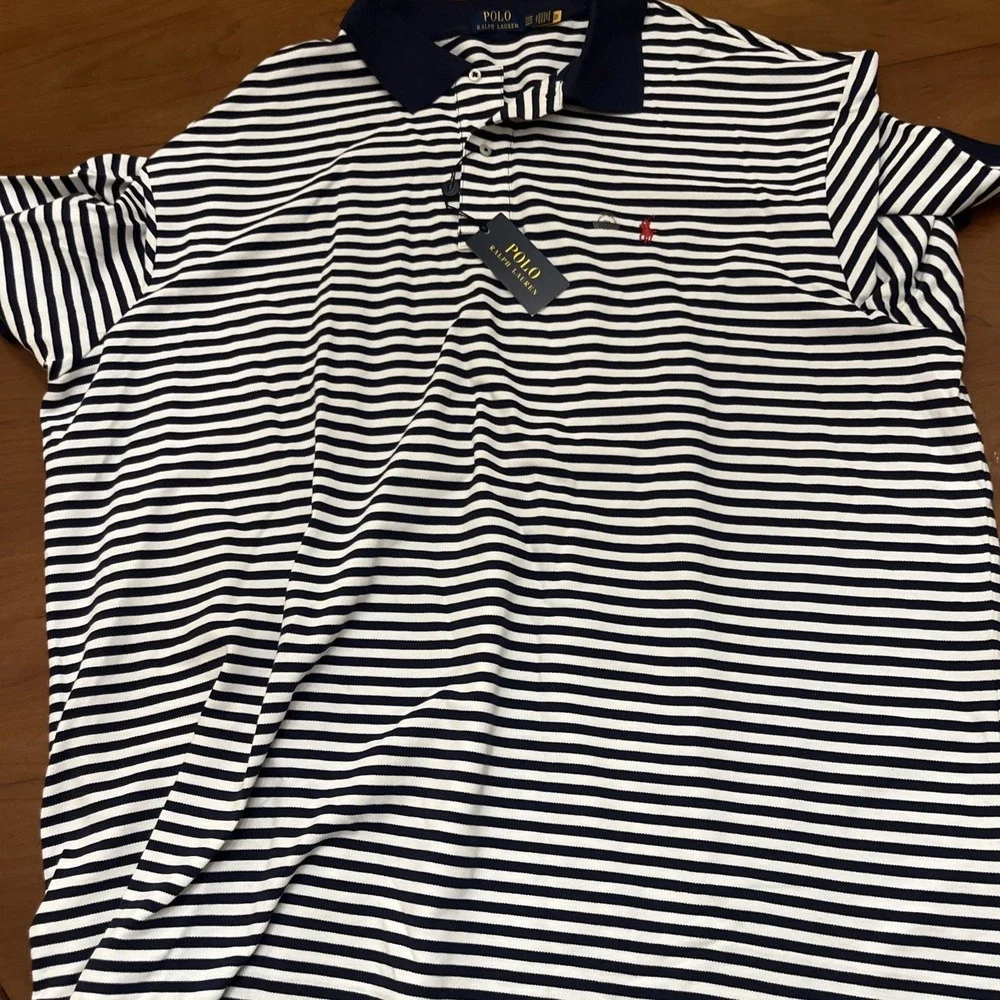 Polo Ralph Lauren Shirt Men's 4XB Blue Stripe Blue White Cotton Classic Fit $125